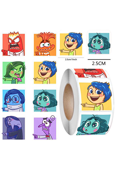 Choice عبوة واحدة تحتوي على 500 قطعة/لفة من ملصقات كرتونية بتصميم "Inside Out...