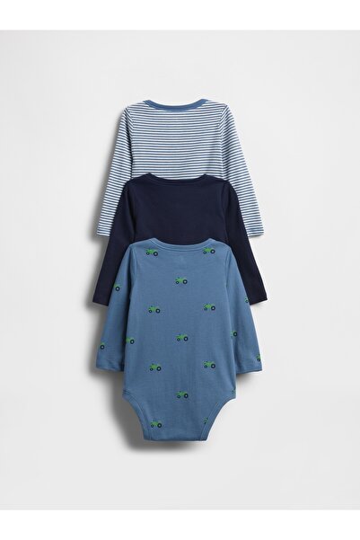 GAP Bebek Mavi First Favorites Organik Pamuk Bodysuit (3’lü)