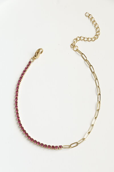 DEMOKAN Kadın Çelik Bileklik İnce Suyolu Elips Mix Zincir Bileklik