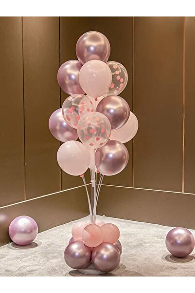 Partini Renklendir 1 Adet Balon Süsleme Standı 7 Çubuklu Şeffaf Ayaklı