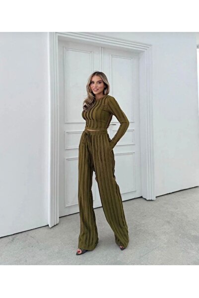 ARK MAĞAZALARI Firfirli Long Sleeve Finger-Through Crop Set