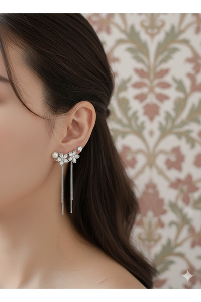 zehritakı Çiçek motifi üçlü takım küpe