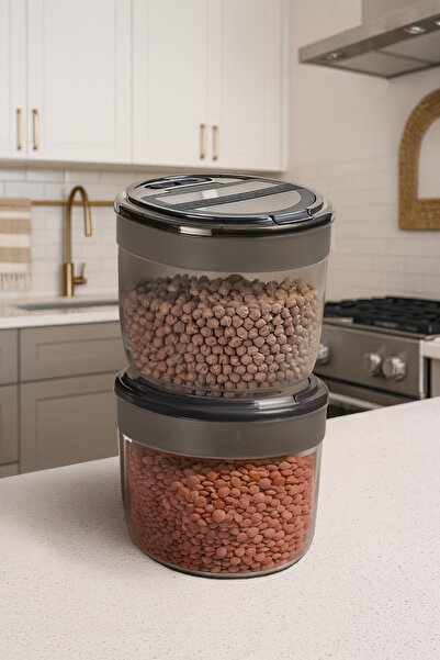 Kitchen Life 2-Piece Large Round Lockable Storage Container - Detergent Dispenser Set