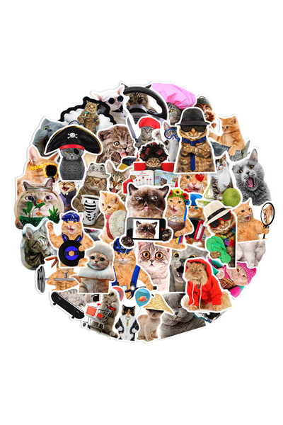 Choice 66PCS 10/30/66pcs Cute Funny MEME Cat Stickers Kawaii Cartoon Animals ...