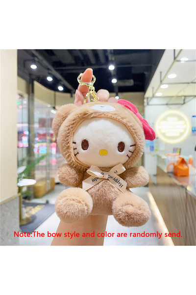 Miniso 1Pcs-Kitty Sanrio Plush Cinnamoroll Keychain Cute Melody Figure Dolls Keyring Schoolbag Accessories
