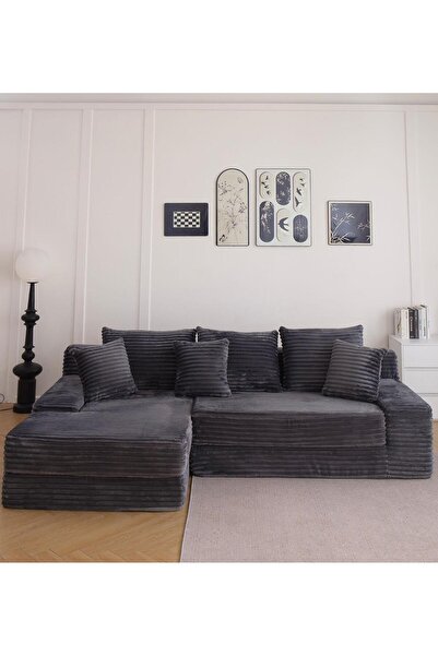 JOJO HOME Canapea Serenity Velvet, HD Foam, L x l x h: 270 x 170 x 70cm, Gri