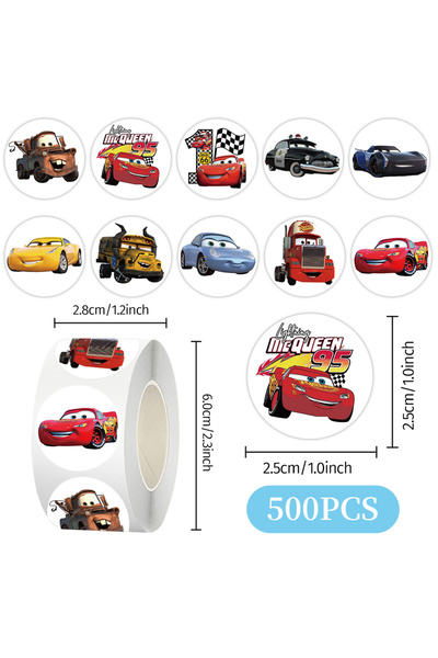 Miniso 500 قطعة/لفة ملصقات ديزني كارز لايتنينج ماكوين المضحكة ملصقات كرتونية ...
