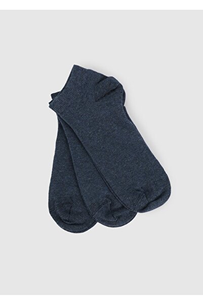 MIOVELA Navy Blue Mvb05 3-Piece Jean Booties Flat Women's Socks