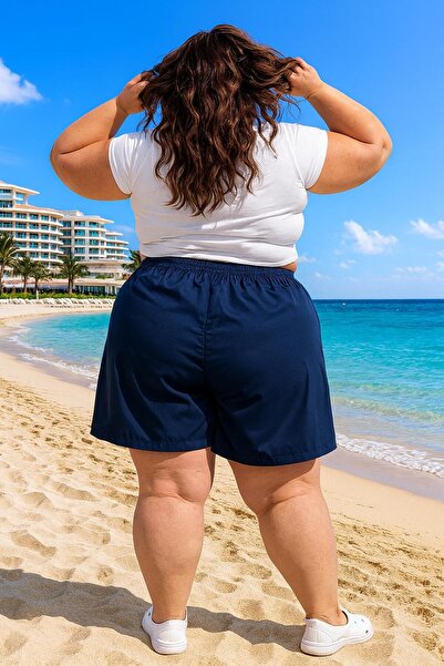 Lio20 Women's Plus Size Swim Shorts - Navy Blue - No Pockets - Sizes 3Xl-6Xl
