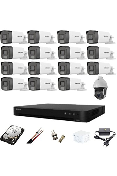 Hikvision Sistem de supraveghere mixt cu 16 camere, DVR AcuSense cu lumină duală și 8 MP, cu accesorii incluse