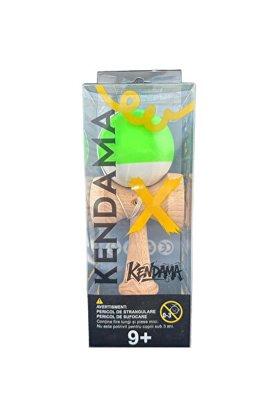 OEM Jucarie Kendama X Originala, Profesionala din Lemn, Rubber Grip, 18 cm, Verde/Alb
