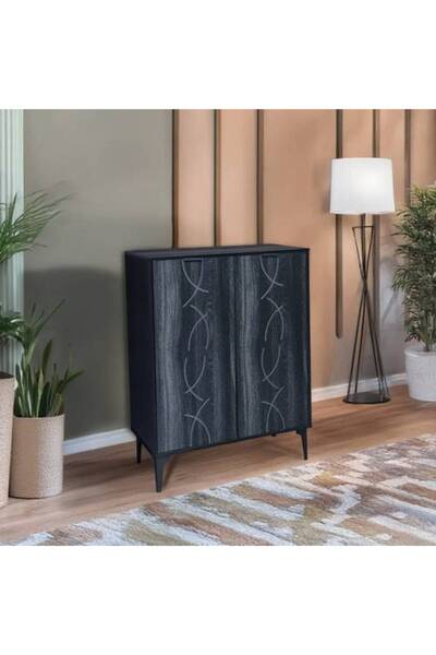 Al Saada Home Featured product 2-door shoe cabinet -94*33*75- dark gray