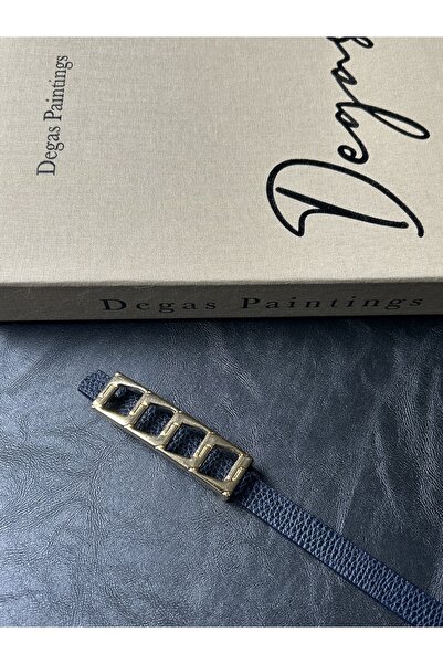 LİA KEMER Icon Square Patterned Gold Buckle Model Women's Belt Waist Belt Coat Belt Dress Belt