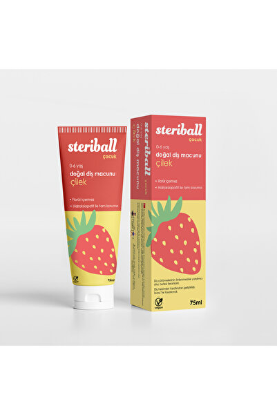 Steriball Doğal Diş Macunu Florürsüz 75 ML - Çilek Florür İçermez, Hidroksiapatit ile Tam Koruma