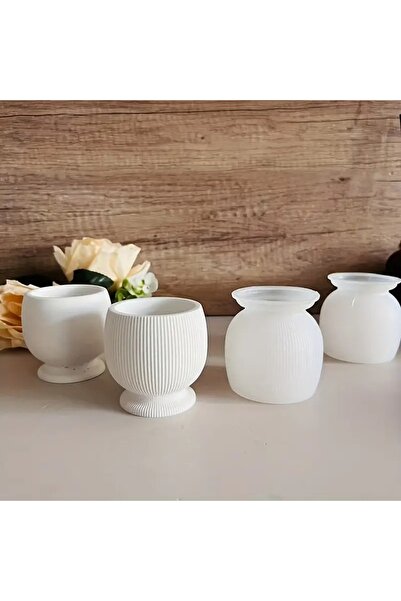 AnkaHobiMarket Dikey Çizgili Mum Kadehi Silikon Kalıp (S962)