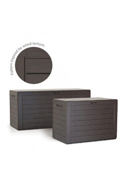 Prosperplast Storage box, wood imitation finish - “Woodebox”, terra d`ombra brown, 280 liters, cm 116 x 43.8