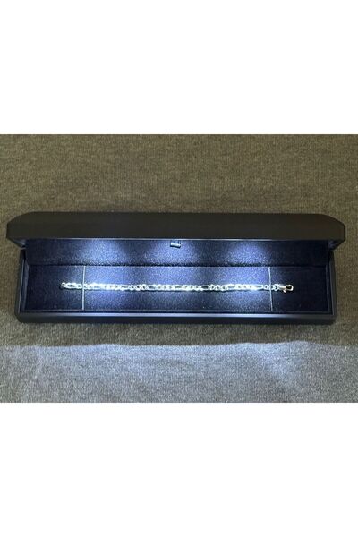 anadolusilver 925 Ayar Gümüş İtalyan Figaro Model Gümüş Bileklik 4mm (IŞIKLI ...