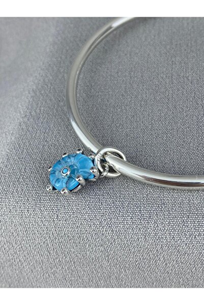 My Story Mavi Murano Cam Deniz Salyangozu Sallantılı Gümüş Charm