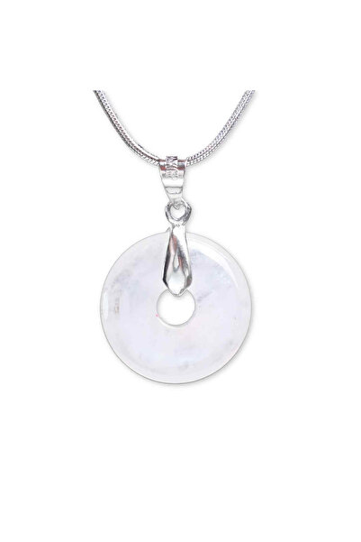 craftmystic Colier din argint, cuarț transparent, formă de Pi - Claritate și energie pură, lungime totală 50 cm