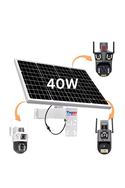 Taggo Panou solar de 40W cu baterie de 20Ah pentru camere de supraveghere, ie...