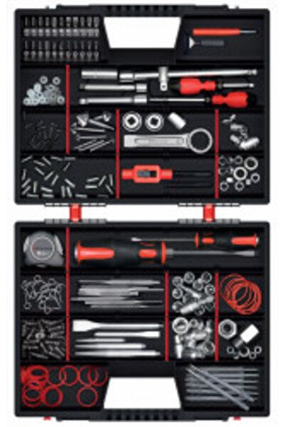 kistenberg Tool and Equipment Organizer Suitcase Type, Double, Kistenberg, 49 x 39 x 13 cm, Black/Red