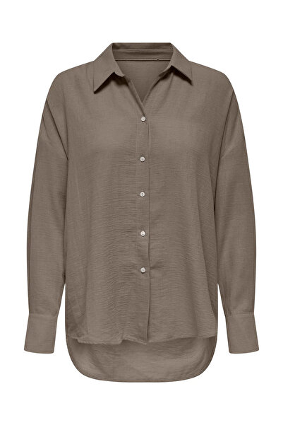 ONLY Sadec Women's Onlbolzano Oversize Long Sleeve Long Shirt 15353544 Hazelnut