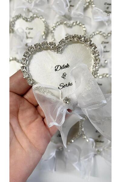 Home Epoksi Kalp Magnet Davet Nişan, Nikah, Düğün, Kına Hediyelik 10 Adet