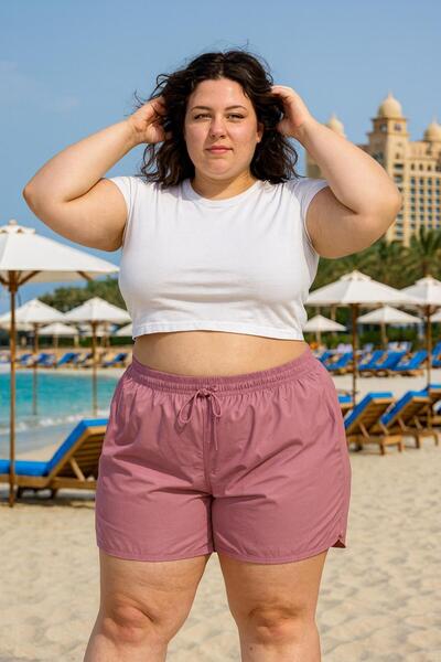 Lio20 Women's Plus Size Swim Shorts - Powder - No Pockets - Sizes 3Xl-6Xl
