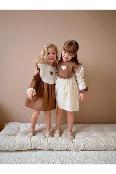 Little Pumpkin Φόρεμα για κορίτσια με λεπτομέρεια καρδιάς στο λαιμό, φόρεμα για τα γιορτά (μακρυμάνικο)