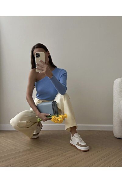 UNBOX One shoulder top sky blue