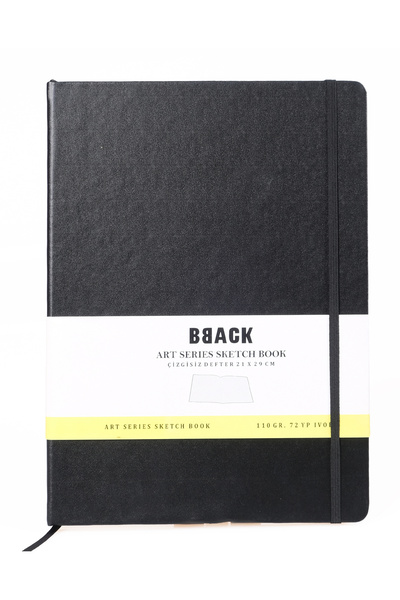 BBACK Art Collection Sketchbook 110 Gr. Unlined Ivory Paper 21X29Cm 72 Sheets. Black Hardcover Notebook