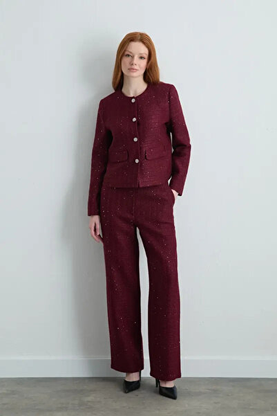 Gusto Sıfır Yakalı Tuvit Ceket - Bordo