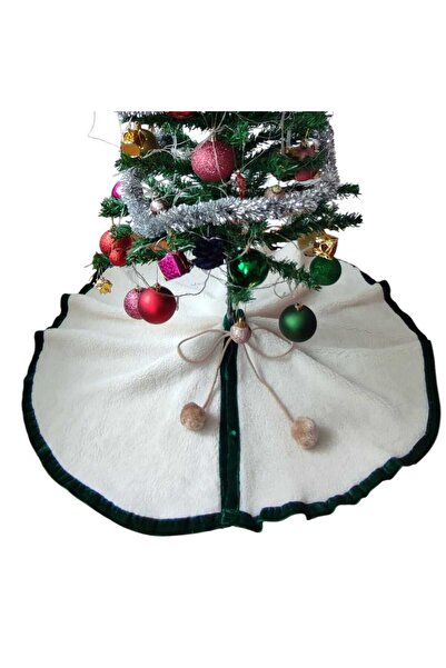 MODA NUR Christmas Tree Underlay Cover, Pine Tree Foot Carpet Cover, Off-White Color, Plush 80 cm