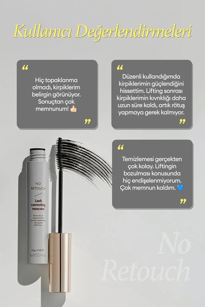 Missha Kirpiklere Besleyici Bakım Sunan Siyah Maskara No Retouch Lash Correcting Mascara (Black)