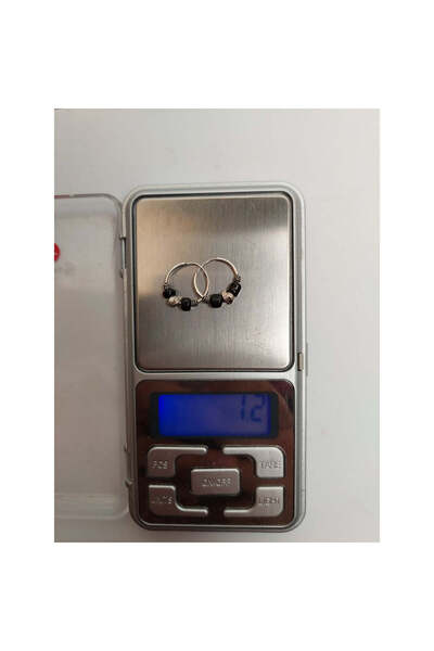 Jolie Silver Cercei Argint 925 Creole 12 Mm Cu Pietre Negre, Jolie Silver, 1.2 G