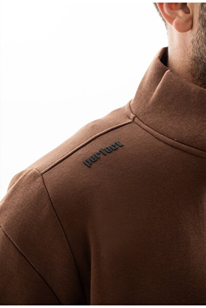 grand coco Men's 3 Thread Ribbed Fabric Brown Jacket