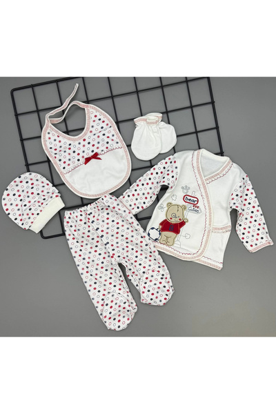 Bombinoo 5-Piece Polka Dot Printed Hospital Discharge Set with Booties Gift