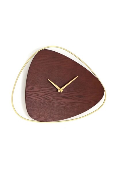 OEM Ceas de perete GH23089, analog, asimetric, metal + MDF, maro + auriu, 40x...