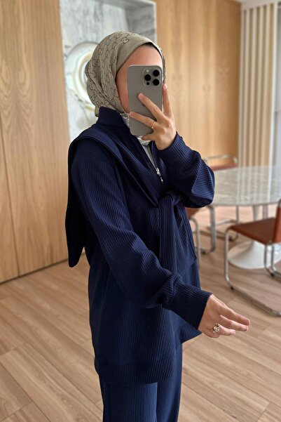 Ka Hijab Комплект з 3 предметів з накидкою на плечі - синій