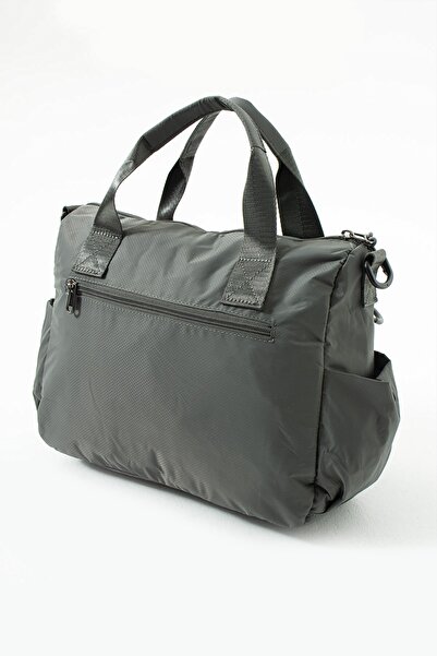 Paul Brand حقيبة نسائية رياضية متعددة الأقسام مقاومة للماء من قماش مجعد مع حزام كتف رمادي اللون
