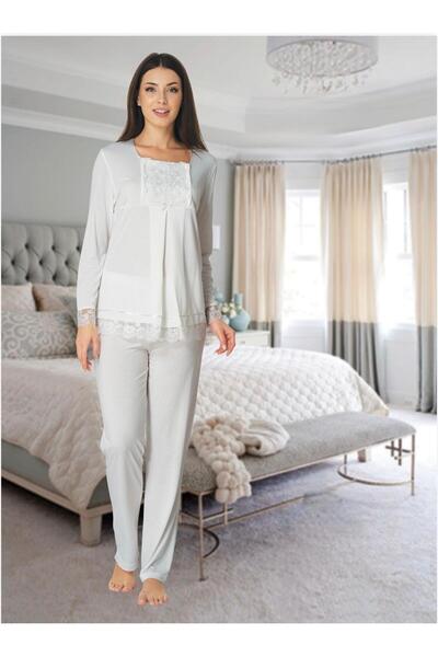 Lohusa Homewear Ženska ecru specijalna dizajnerska Čipka delna Pamuk delna tr...