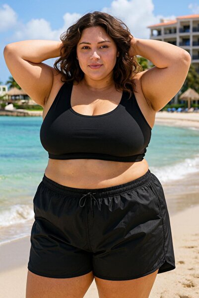 Lio20 Women's Plus Size Swim Pool Shorts - Black - No Pockets - Sizes 3Xl-7Xl