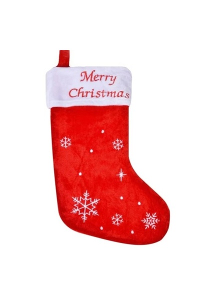 OEM Cizmulita decorativa catifelata de Craciun, dimensiune 41 x 25 cm, Merry ...