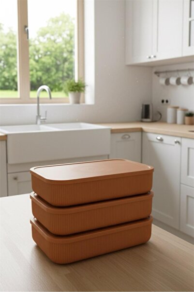 Bayev Colors Orange 3 Pieces 6.8 Lt Closet Organizer Organizer Toy Box Storage Box with Lid