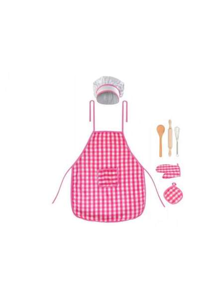 zola Kids' chef set, Zola®, Apron, hat, glove and utensils, white and pink