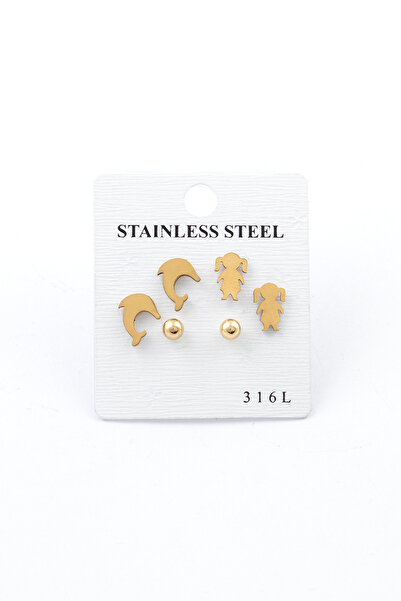 Sortie Aksesuar Paslanmaz Çelik 5 Çift Minimal Karışık Modelli Çivili Küpe Seti 099