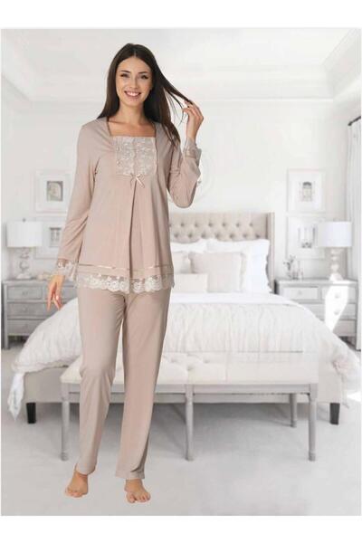 Lohusa Homewear Γυναικείο Σετ Πιτζάμες Εγκυμοσύνης από Βαμβάκι με Δαντέλα Ειδ...