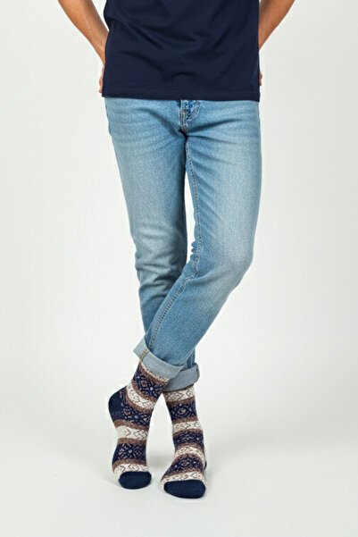 Buluş Organic 2 чифта органични вълнени зимни чорапи с десен - многоцветни