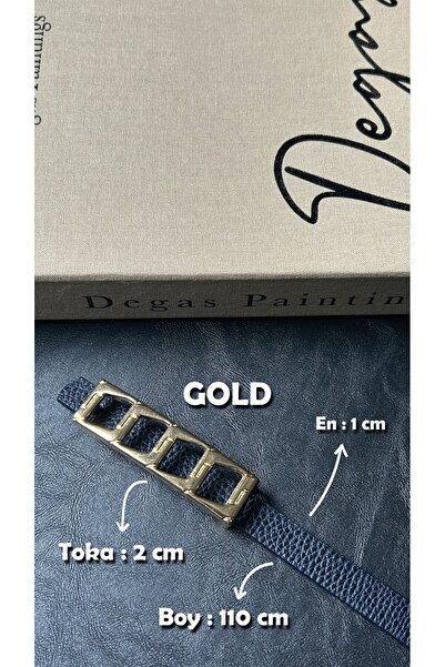 LİA KEMER Icon Square Patterned Gold Buckle Model Women's Belt Waist Belt Coat Belt Dress Belt