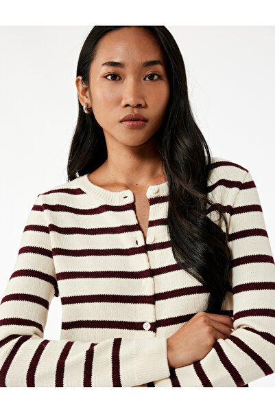 Koton Hosszú ujjú, gombos, nyakú, csíkos kötött kardigán